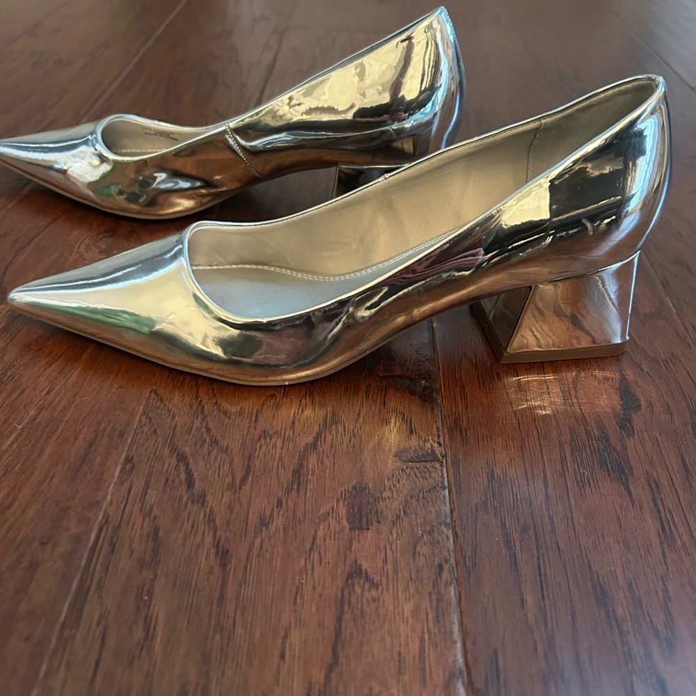 ASOS Silver Block Heel Pumps size 10